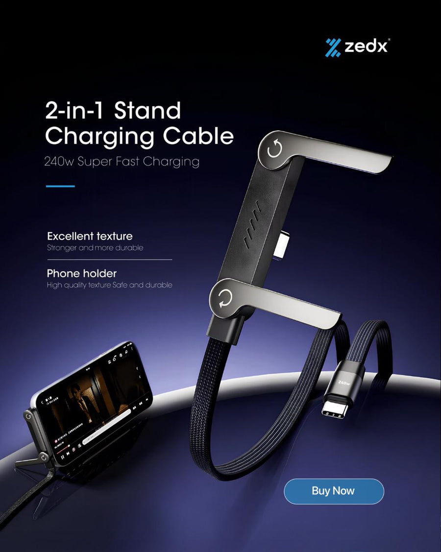 2-in-1 Stand Charging Cable – 240W Fast Charge with Foldable Stand