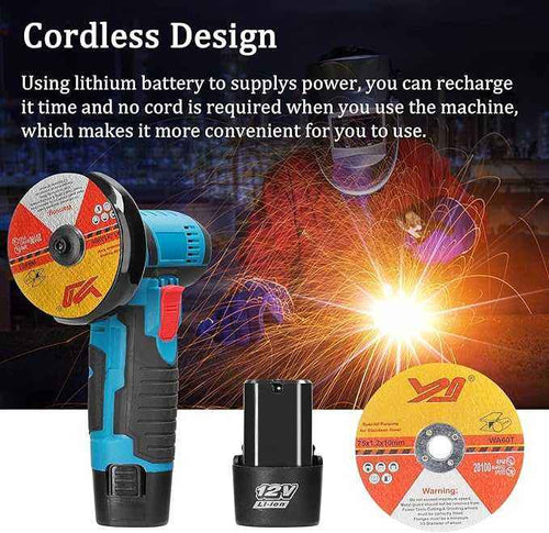 12V Cordless Angle Grinder – Handheld Portable Electric Grinder, 800W alternate view