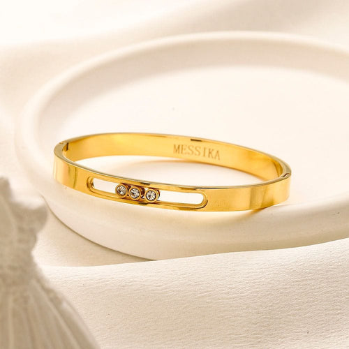 Gold Sliding Diamond Bangle Bracelet alternate view