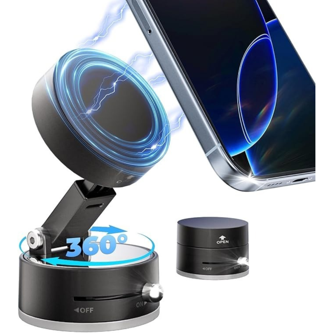 Foldable Vacuum Magnetic Car Phone Holder – 360° Mount