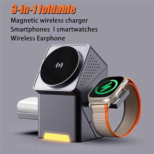 3-in-1 Magnetic Pop-up Wireless Charger – MagSafe Compatible Stand