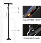 Foldable Walking Cane with LED Light – Adjustable Mobility Aid 4
