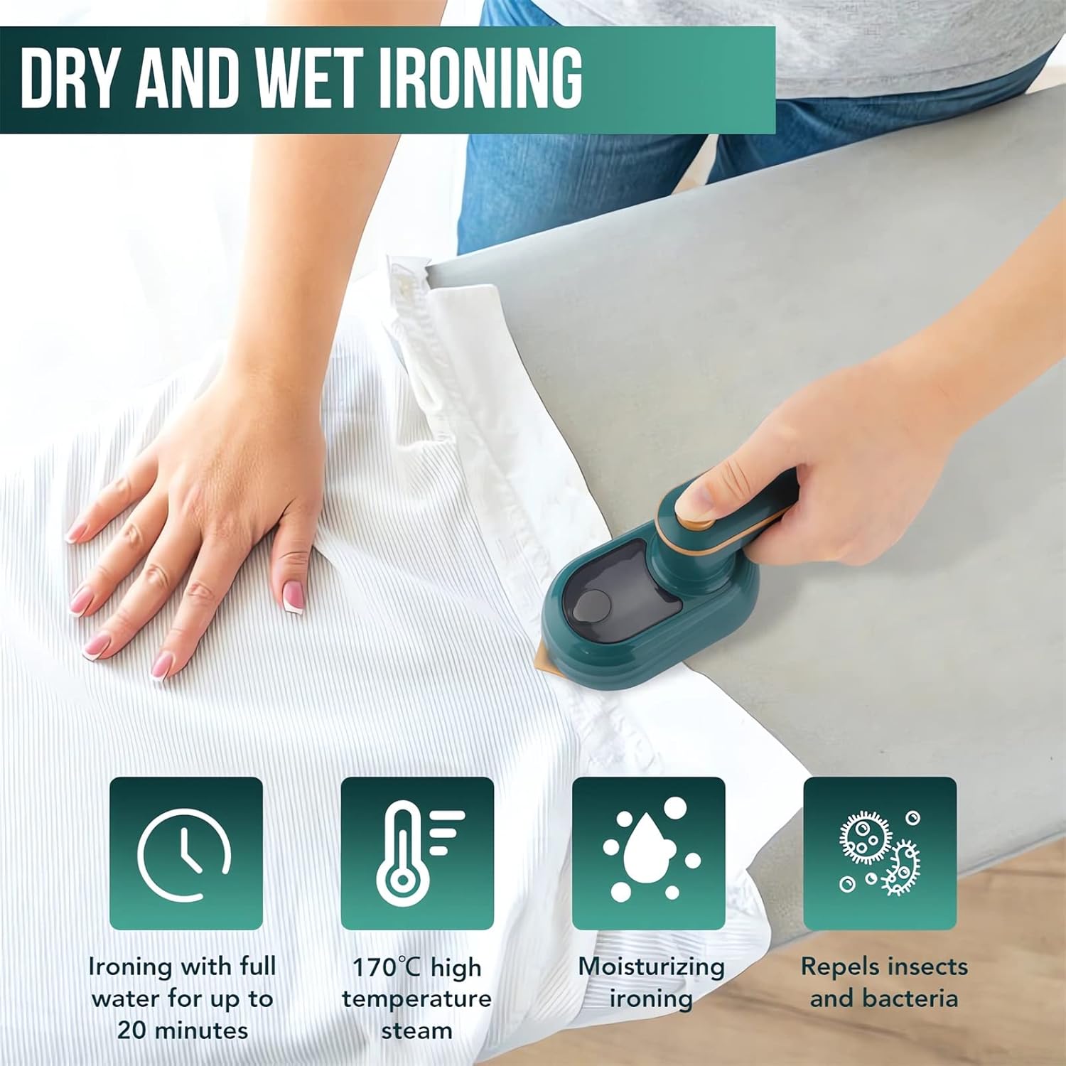 Portable Mini Iron - dry and wet ironing modes