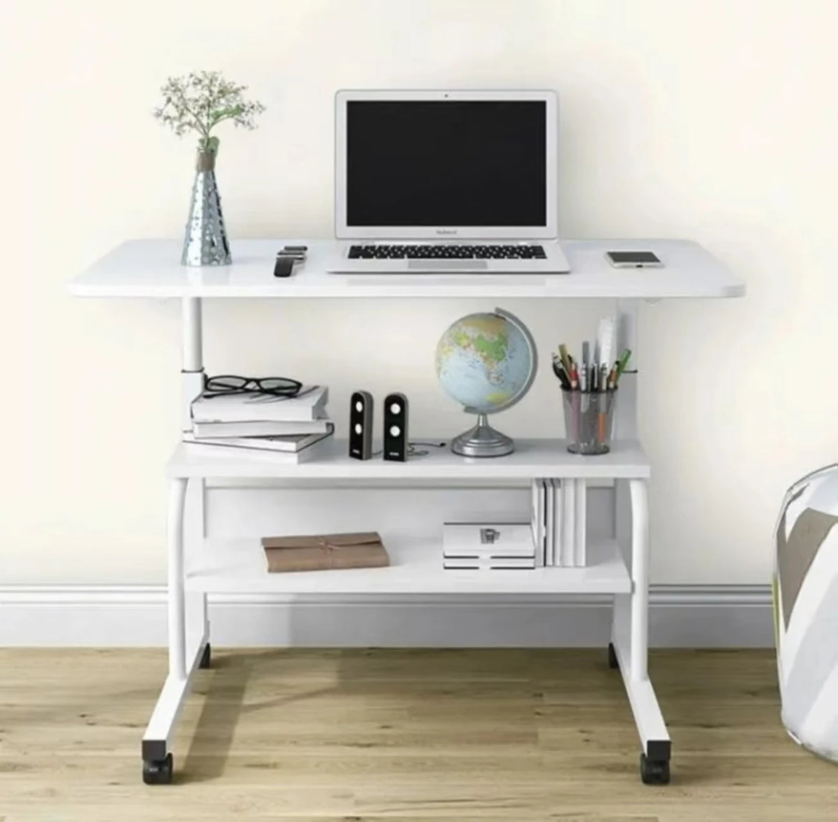 Movable Height-Adjustable Laptop Desk with Wheels – 60 × 40cm