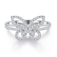 925 Sterling Silver Butterfly Ring with Cubic Zirconia