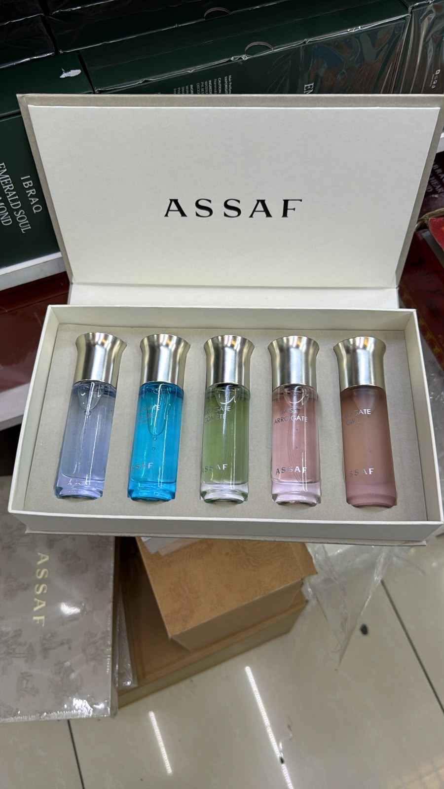طقم عطور عساف المصغر – 5 × 25 مل | طقم عطور عساف المصغر