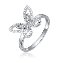 925 Sterling Silver Butterfly Ring with Cubic Zirconia