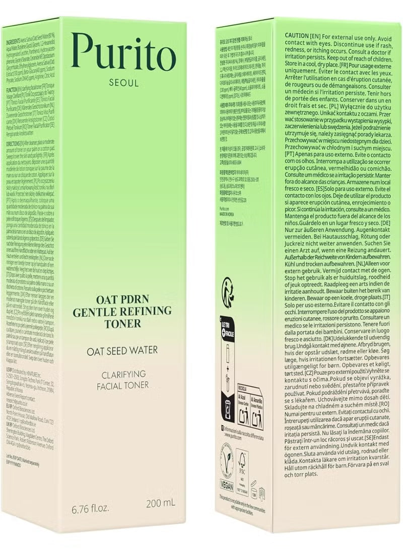 PURITO Oat PDRN Gentle Refining Toner 200ml