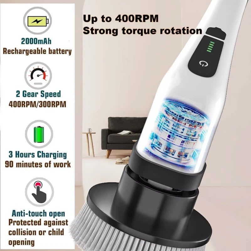 9-in-1 Electric Cleaning Brush with Multiple Attachments