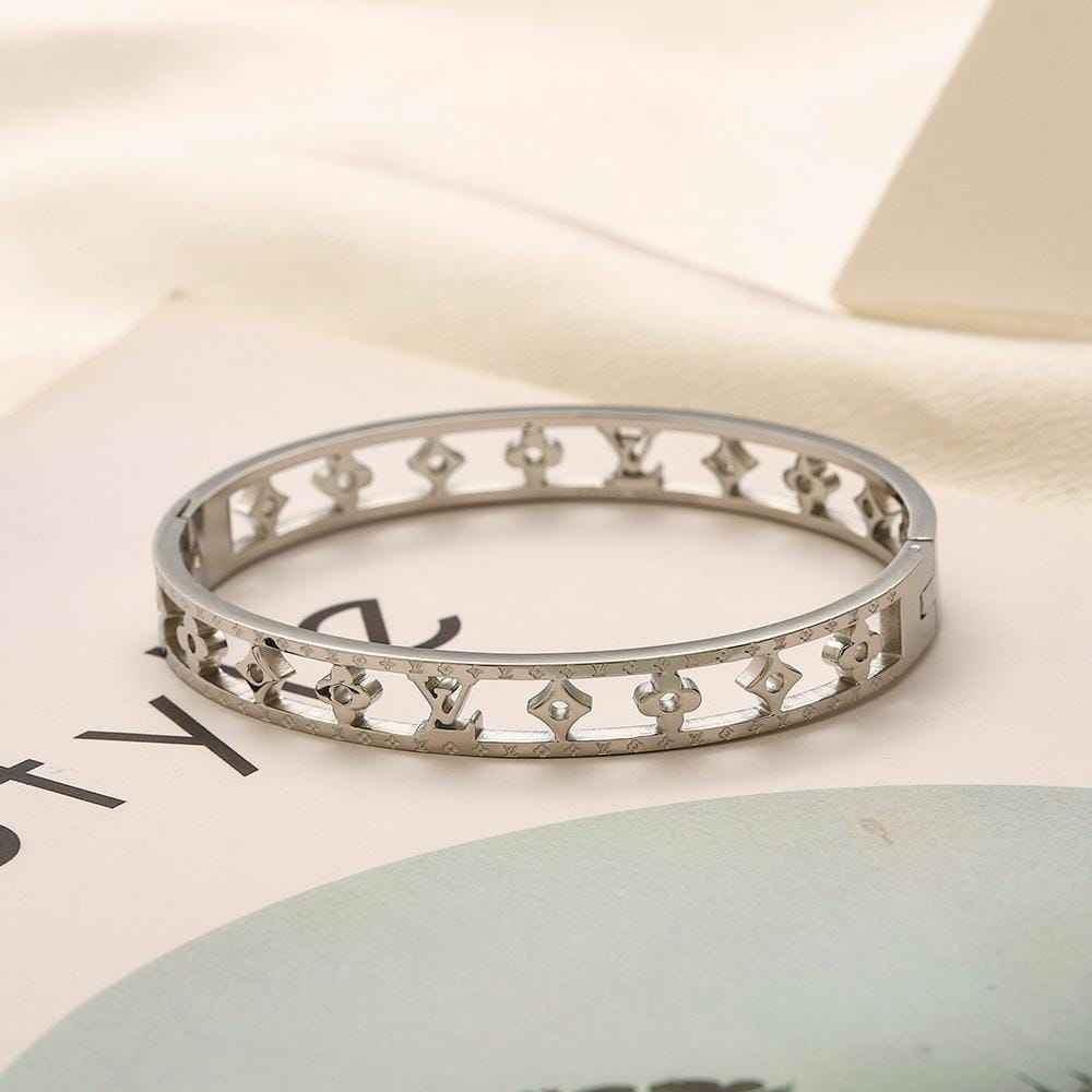 Black Cutout Pattern Bangle Bracelet – Gold, Silver or Black