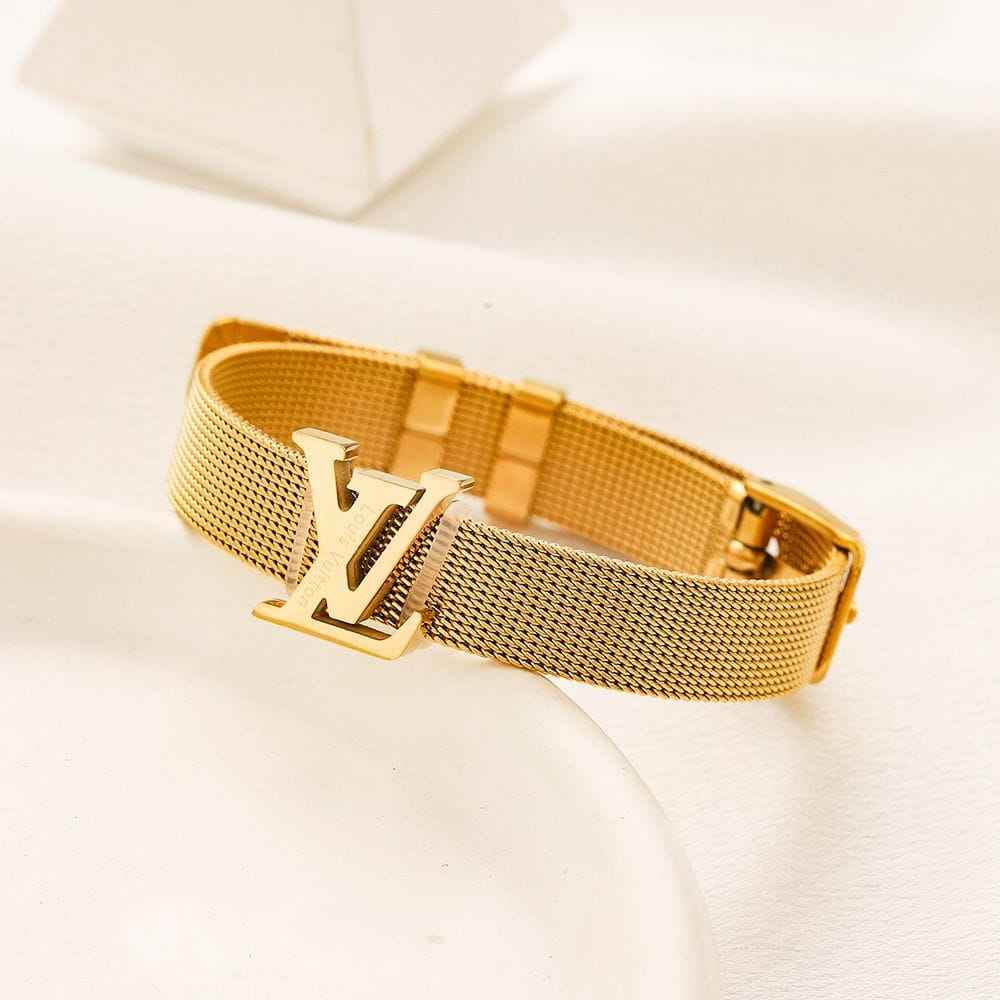 Silver Mesh Bangle Bracelet with Adjustable Buckle