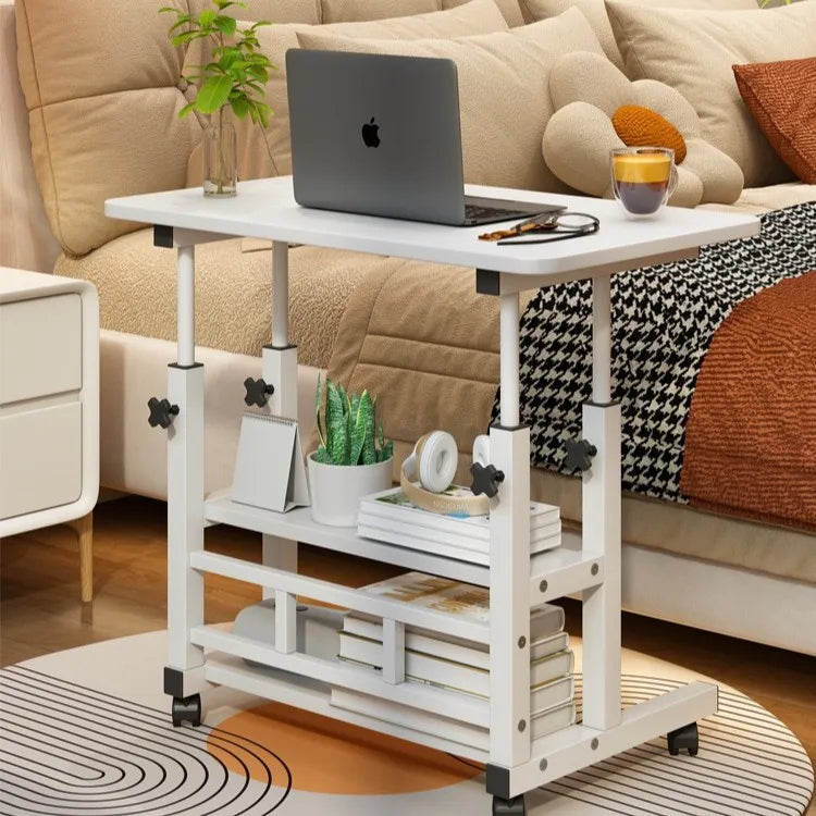 Movable Laptop Desk Wooden Height-adjustable Computer Desk Simple Storage Computer Table with Wheel
