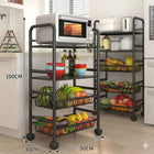 4-Tier Rolling Kitchen Trolley with Wire Baskets & Shelves 1