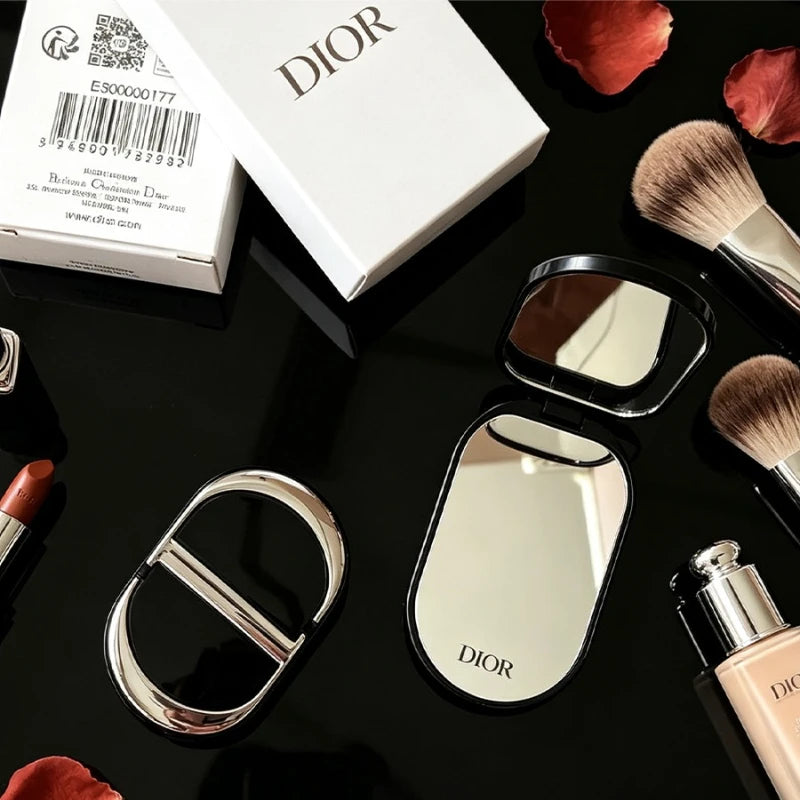 Dior Inspired Foldable Phone Stand with Mirror | 2-in-1 Phone Holder & Makeup Mirror | White, Black, Pink