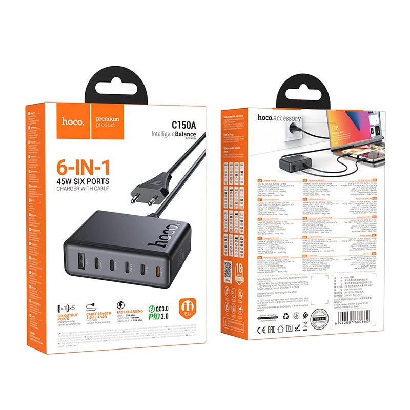 Hoco 6-in-1 USB-C Multi-Port Charging Hub