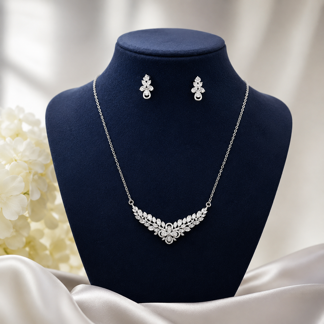 Crystal Leaf Jewelry Set Majlis Mart