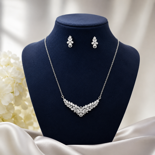 Crystal Leaf Jewellery Set – Elegant Leaf-Inspired Design
