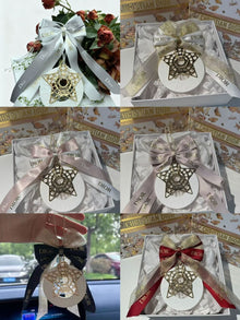 Decorative Car Fragrance Stone Hanger with Satin Bow & Gold Star