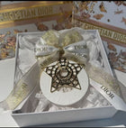 Dior Inspired Car Fragrance Stone Hanger | Satin Ribbon Bow & Gold Star | Car Air Freshener 3