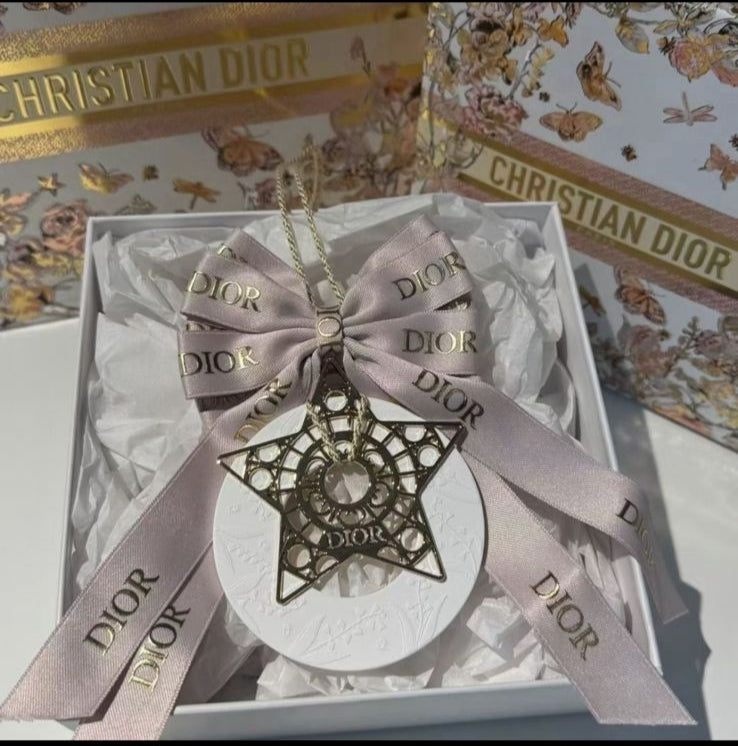 Decorative Car Fragrance Stone Hanger with Satin Bow & Gold Star