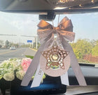 Dior Inspired Car Fragrance Stone Hanger | Satin Ribbon Bow & Gold Star | Car Air Freshener 1