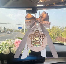 Decorative Car Fragrance Stone Hanger with Satin Bow & Gold Star