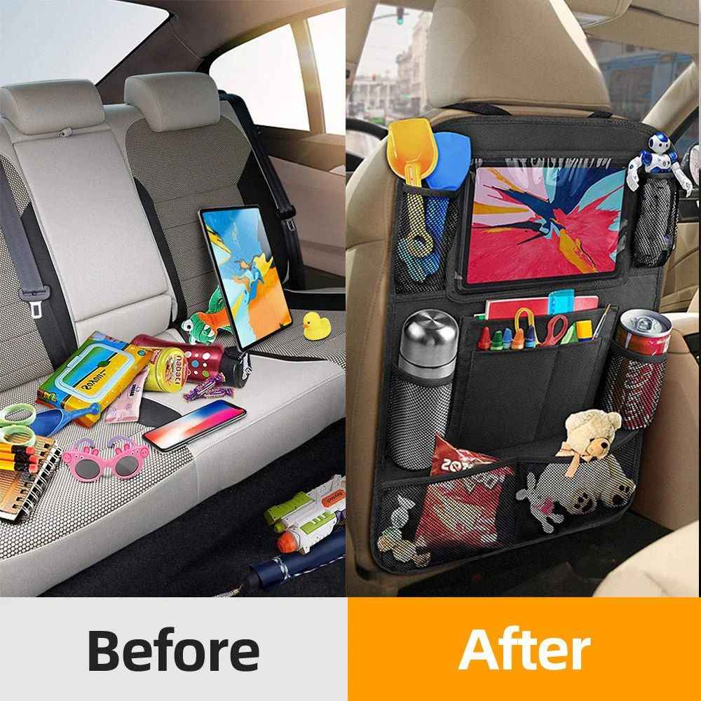 Car Seat Back Storage Bag – Polyester Organizer, Hook-Type Installation