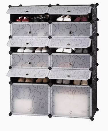 12-Cube Modular Shoe Rack Cabinet with Flip Doors — alternate view