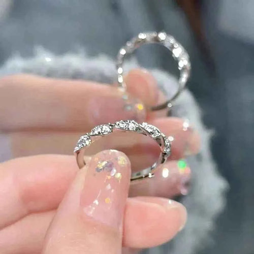 Adjustable Love Ring – Silver-Tone Twisted Band with Stone Detail