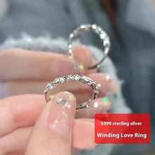 S999 Sterling Silver Winding Love Ring – Elegant Minimalist Design