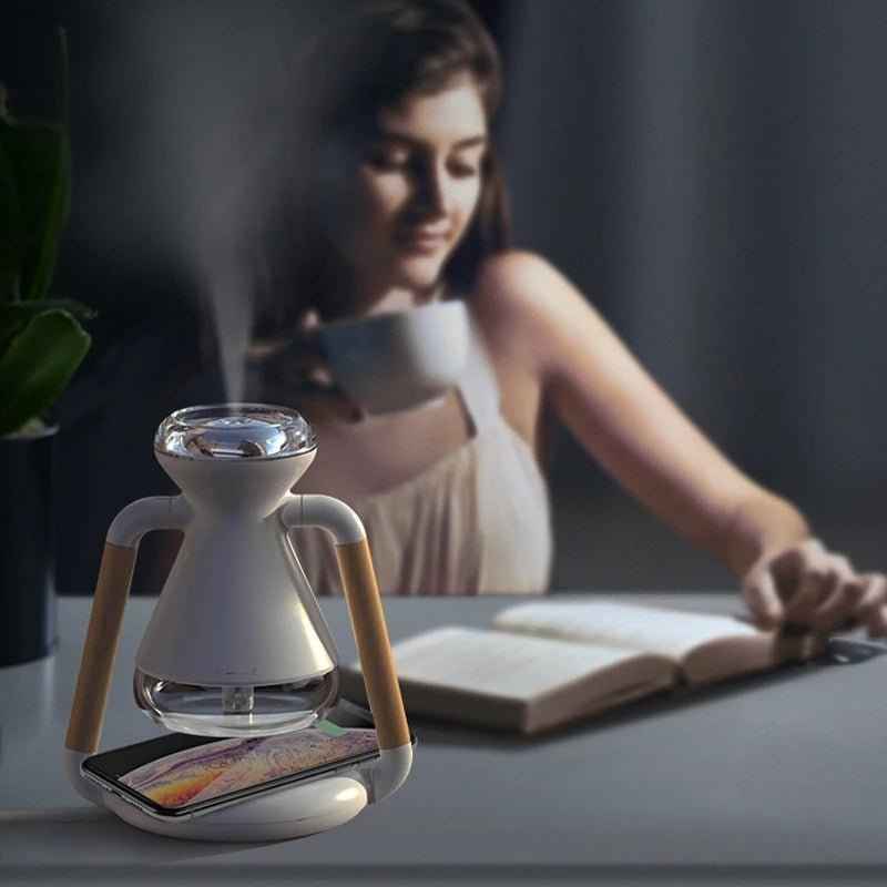 Wireless Charging Aroma Humidifier – 240ml Mist Diffuser & 5W Charger