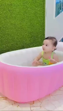 Inflatable Baby Bathtub with Water-Level Line and Drain
