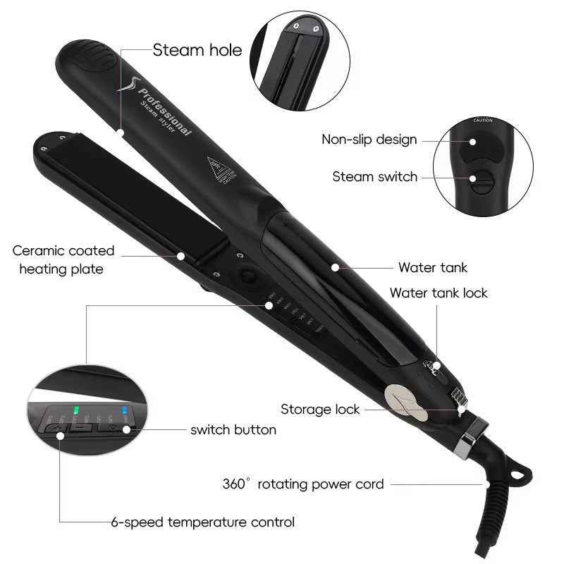 Professional Hair Straightener Flat Iron | Fast Heating Ceramic Plates | مكواة تمليس الشعر الاحترافية